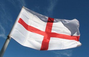Flag of St George against a blue sky