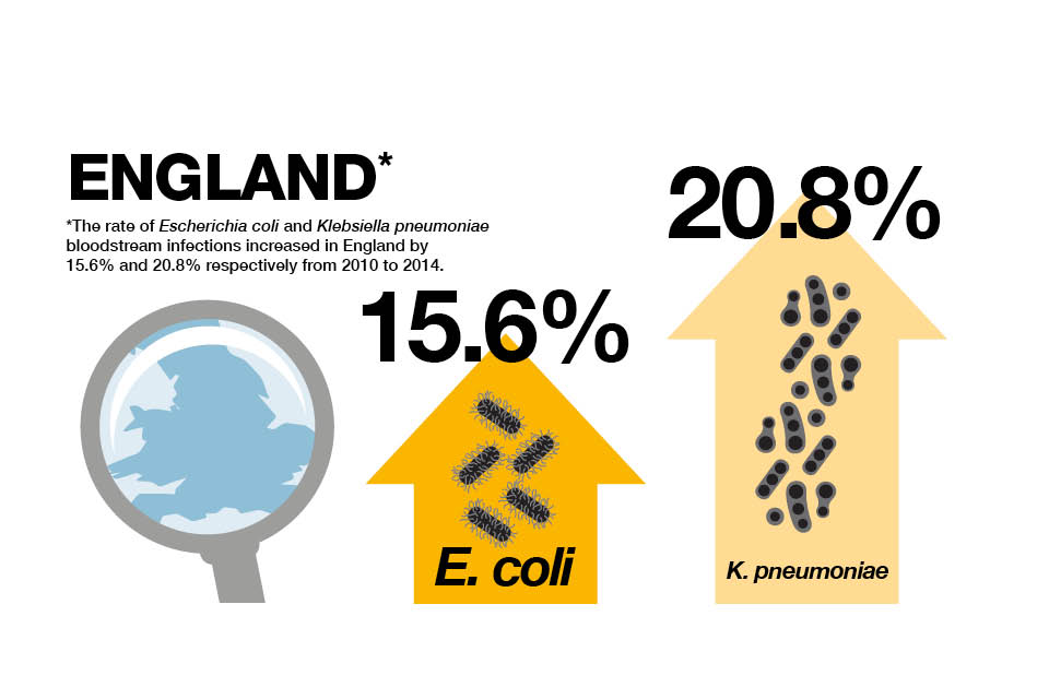 Infographic explaining the increased rate of bloodstream infections from 2010 to 2014.