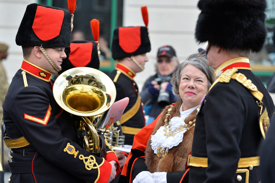 The Mayor of the Royal Borough of Greenwich meets members of the band