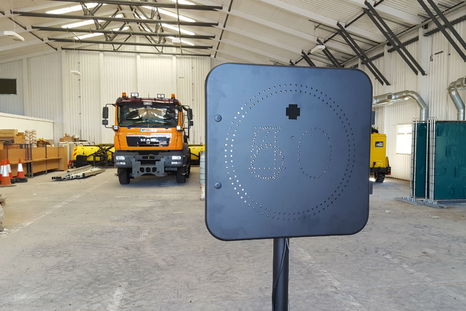 image of one of the new electronic signs being installed on the A20