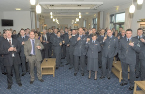 Toasting the new mess facility at RAF Valley