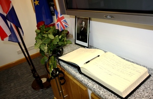 Book of condolence for Lady Margaret Thatcher