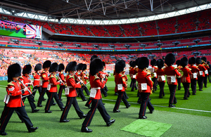 The Band of the Welsh Guards performs at Wembley Stadium [Picture: Copyright Laurence Griffiths - The FA]