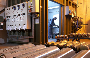 The final pressure test; cylinders under test