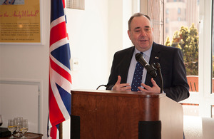 Rt Hon Alex Salmond MSP, First Minister of Scotland, gives a speech.