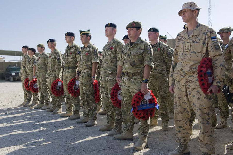 Troops in Afghanistan lead Remembrance Sunday ceremonies
