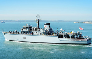 HMS Ledbury leaves Portsmouth [Picture: Leading Airman (Photographer) Vicki Benwell, Crown copyright]