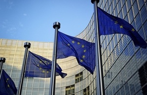 EU flags in front of European Commission