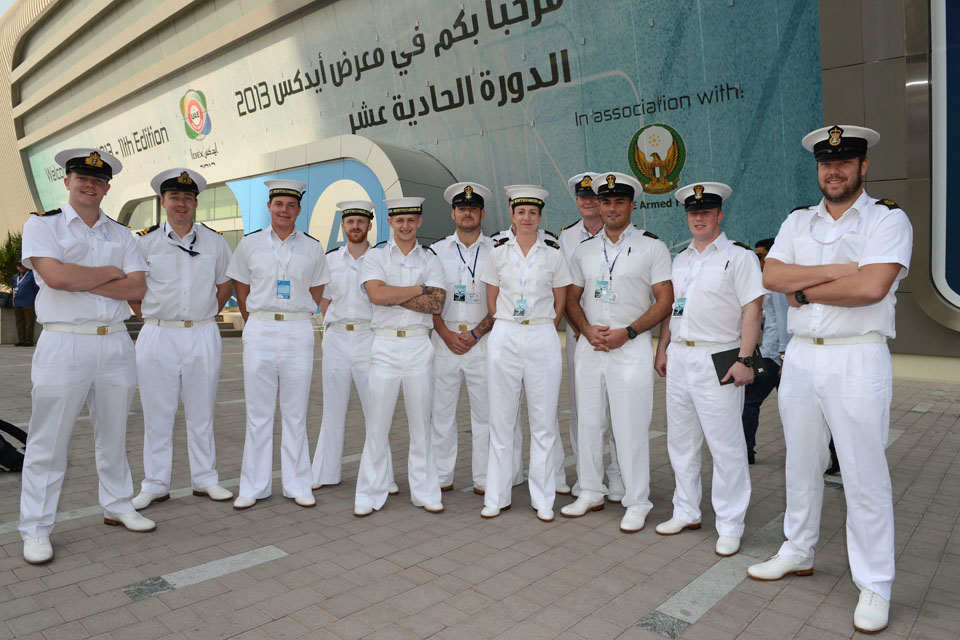 Members of HMS Northumberland's ship's company at the Defence Convention Centre