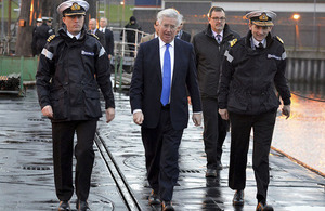 Defence Secretary Michael Fallon visiting HMNB Clyde. Crown Copyright.