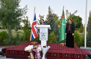 Ambassador Thorda Abbott-Watt and Chairperson of the Trade Unions of Turkmenistan Mrs Gurbangul Bayramova