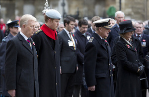 The Duke of Edinburgh and Prince Harry of Wales at the opening of the Field of Remembrance at Westminster Abbey [Picture: Petty Officer (Photographer) Derek Wade, Crown copyright]