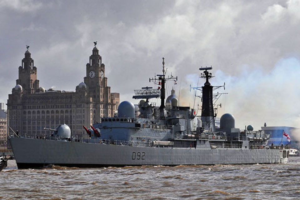 HMS Liverpool leaves home for final time