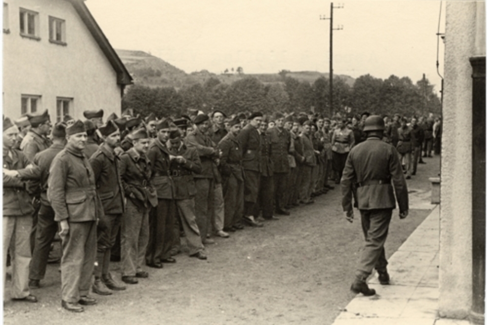 PoWs gathering for roll calls at Oflag VIIIF, Copyright IRIC, all rights reserved