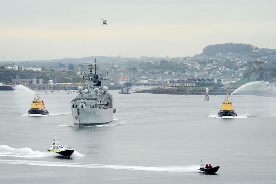 HMS Cumberland returns to Her Majesty's Naval Base Devonport