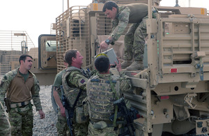 Supplies being delivered to a patrol base by the Immediate Replenishment Group in Nahr-e Saraj [Picture: Leading Airman (Photographer) Rhys O'Leary, Crown Copyright/MOD 2013]