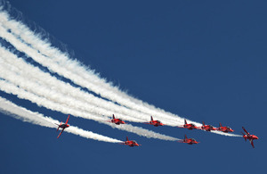 The Royal Air Force Red Arrows Aerobatic Team (stock image)