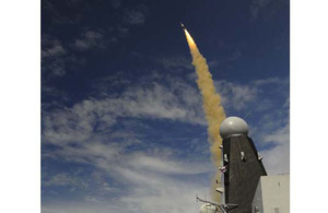 HMS Dragon fires a Sea Viper missile