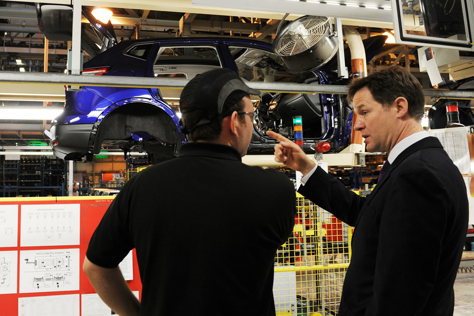 Nick Clegg at the Nissan plant in Sunderland during the City Deal announcement.