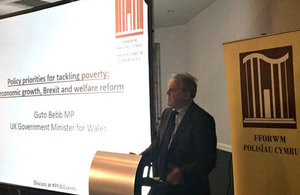 UK Government Minister Guto Bebb MP speaks to the audience at the Policy Forum event