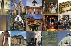 Montage of museums, galleries and artefacts.