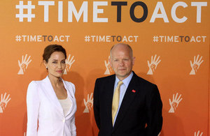 UN Special Envoy Angelina Jolie and Foreign Secretary William Hague at the Global Summit to End Sexual Violence in Conflict. Picture: FCO