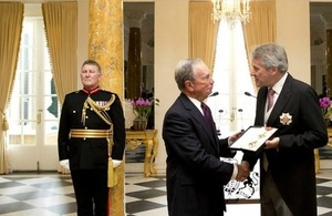Michael Bloomberg Receives Honorary Knighthood during Ceremony at British Ambassador’s Residence