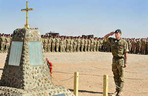 The Duke of Cambridge salutes memorial