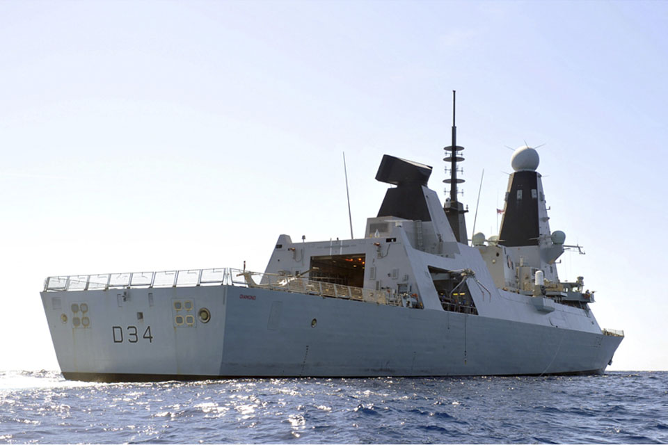 HMS Diamond pictured en route to the Gulf earlier in her deployment (library image)