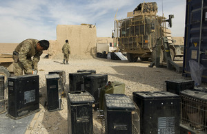 Soldiers pack equipment into ISO containers ready for a combat logistic patrol to return the kit to Camp Bastion (library image) [Picture: Corporal Jamie Peters, Crown copyright]