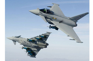 RAF Typhoon aircraft laden with Paveway 2 bombs (stock image)