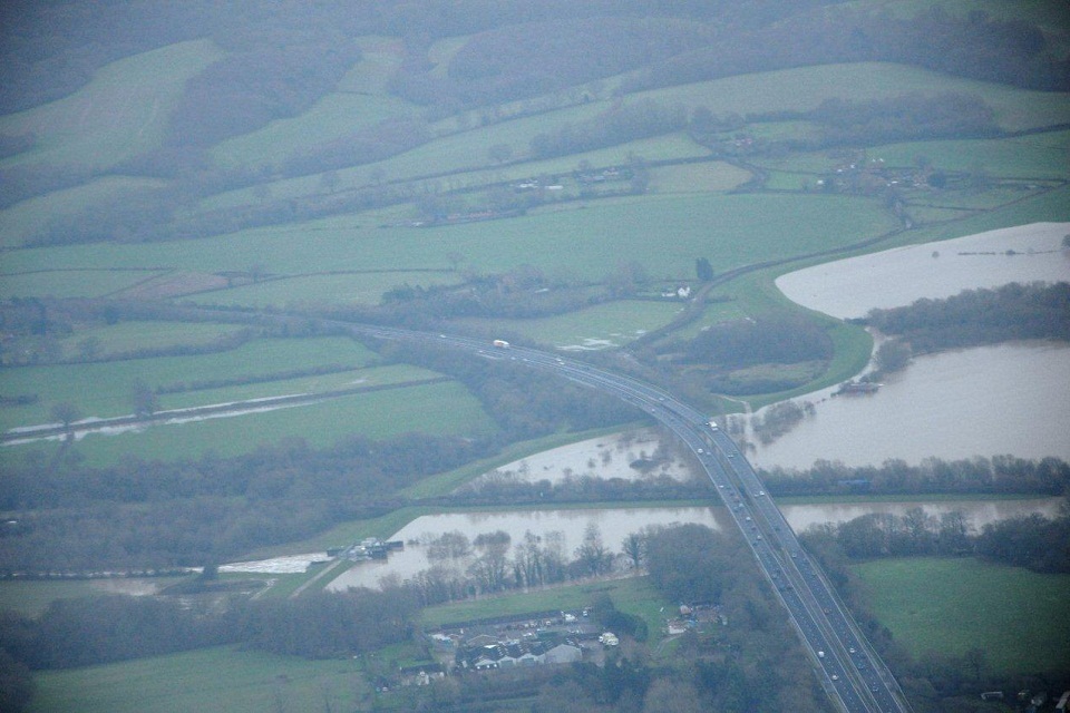 Aerial view of Leigh Flood Storage Area Christmas 2013.