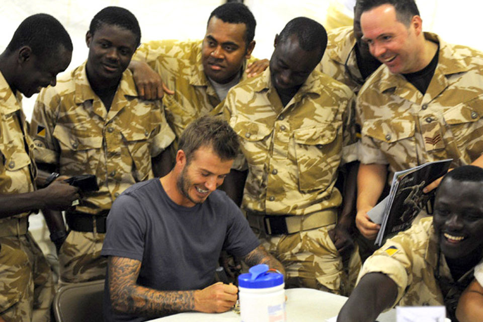 David Beckham meets troops in Helmand
