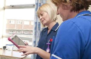 Patients looking at a tablet