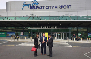 Lord Ahmad visiting Belfast City Airport.