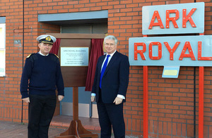 Defence Secretary Michael Fallon opens the Ark Royal Building in Portsmouth