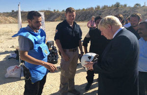 Foreign Secretary, Boris Johnson, visits the Syrian Civil Defence (White Helmets)