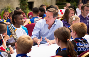David Cameron talks to Olympic boxer Nicola Adams.