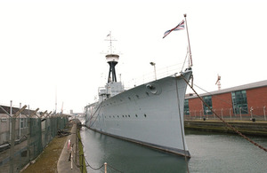 HMS Caroline at Alexandra Dock in Belfast
