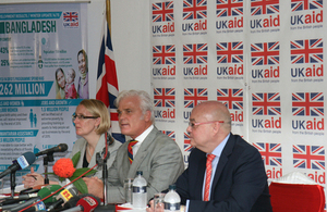 Desmond Swayne has announced up to £3 million to help flood affected people in Bangladesh during a Press Conference in Dhaka