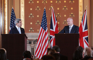 Foreign Secretary William Hague and US Secretary of State John Kerry in London.