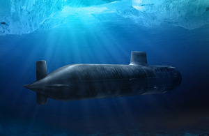 Computer-generated image of an Astute Class submarine transiting under an ice sheet [Picture: BAE Systems]