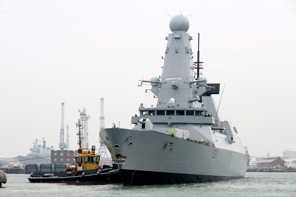 HMS Duncan arrives at her new home in Portsmouth 