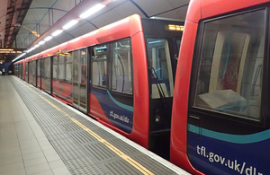 A Docklands Light Railway service at Bank station