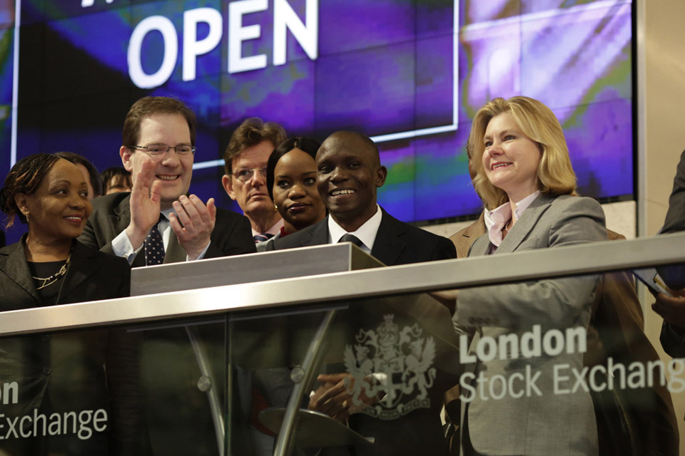 Justine Greening opening the market at London Stock Exchange. Picture: London Stock Exchange.