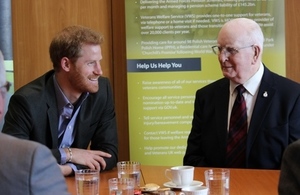 Prince Harry talks to veteran Stanley Rawcliffe, Crown Copyright, All Rights Reserved