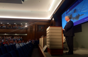 Defence Secretary Michael Fallon addresses delegates at RUSI's airpower conference