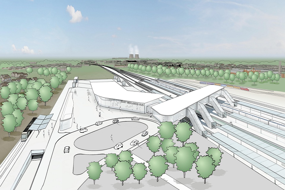 Artistic impression of what the HS2 East Midlands Hub station could look like