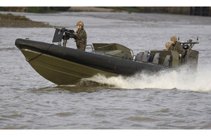 Royal Marines from 539 Assault Squadron taking part in a security exercise on the River Thames in preparation for the London 2012 Olympic Games