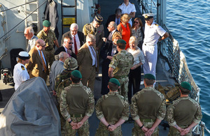 NATO delegates receive a brief on the capability of the Royal Marines on board HMS Monmouth in Qatar [Picture: Leading Airman (Photographer) Will Haigh, Crown Copyright/MOD 2013]